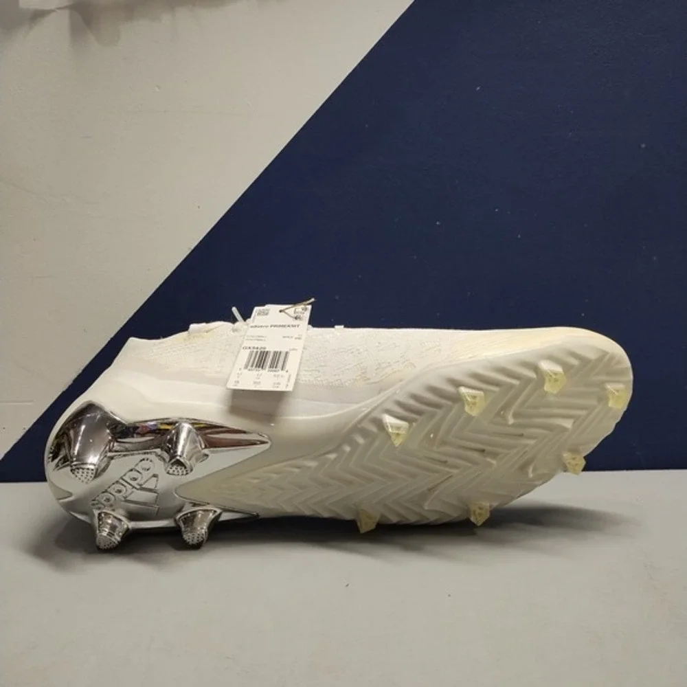 Adidas Adizero Primeknit Football Cleats Men 18 White Tan Slip Resistant Lace-Up